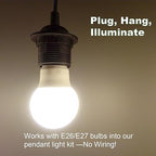 Plug in Pendant Light Cord Kit - 16Ft Light Socket with Cord E26/E27 Extension Hanging Lantern Lamp Cable with Switch,Socket Rings, 4 Pack, Black