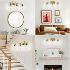 Modern Brushed Gold 3 Light Bathroom Light Fixtures, 19 inch Vanity Lights for Bathroom with Clear Glass for Mirror Kitchen Living Room Hallway Cabinet Porch