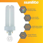 Sunlite PLT26/E/SP CFL Plug-in PLT 4-Pin Triple Tube, 26 Watts, 4-Pin GX24q3 Base, 1800 Lumens, 3000K Warm White, 10 Pack