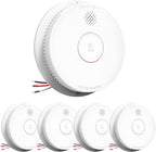 SITERWELL Smoke Detector, Hardwired Interconnected Smoke Detector, Photoelectric Smoke Alarm with 9V Backup Battery, Fire Alarm with Test/Silence Button,UL217-10th Listed, GS562A, 5 Packs