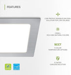 ASD 6 Pack LED Square Recessed Lighting 6 Inch, 5 CCT 2700K-5000K, 15W 60W Eqv, Ultra Thin Dimmable Ceiling Lights with J Box, Canless Wafer Downlight, Slim Panel Light, UL Energy Star, Brushed Nickel