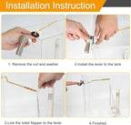 Hibbent Universal Metal Side Mount Toilet Handle Replacement Kit, Brass Toilet Flush Tank Lever with Stainless Steel Flapper Chains for Most Toilets, Brushed Nickel Finish