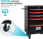 5 Drawers Rolling Tool Box on Wheels, Multifunctional Tool Chest Cabinet with Lock, Drawers Rolling Tool Cart Trolley Organizer Tool Storage Case for Warehouse,Garage,Workshop (Black&Red)