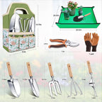Kynup Gardening Tools, Garden Tools Set-9 Piece, Gardening Tool Kit with Cultivators, Ideal Garden Hand Tool Gifts for Women, Thickened Stainless Steel, Rust-Proof, Gardening Supplies, Garden Stuff
