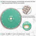 Diamond Porcelain Saw Blades - 9" Tile Blade 230MM Ceramic Cutting Disc with X Teeth Turbo Mesh Rim for Ceramic Tile Porcelain Granite Marbles