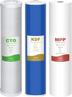 SimPure 3-Stage 20" x 4.5" Sediment Carbon and KDF Whole House Water Filter Set Replacement, 5 Micron Filters for DB20P-3KDF, DB20P and 20-in Filter Housings