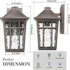 Darkaway Large Outdoor Sconce Lights Wall Light Fixtures,14inch Exterior Porch Light Outdoor Sconce Anti-Rust Waterproof Aluminum Outside Light with Water Ripple Glass for Patio Yard Doorway Garage