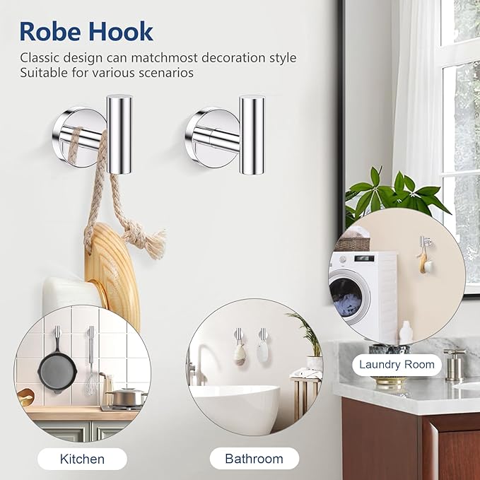 TQKAG 5 Piece Bathroom Towel Bar Holder Sets Polished Chrome Bathroom Hardware Set Stainless Steel Toilet Paper Holder with Shelf Bathroom Accessories Kit Wall Mounted