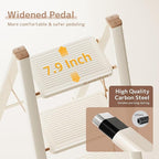 GameGem 4 Step Ladder Folding Step Stool with Wide Anti-Slip Pedal, 330LBS Capacity, Lightweight Portable Stepladder for Home and Kitchen Use, Cream Chocolate