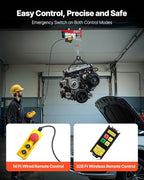 VEVOR Electric Hoist, 1320 lbs 120V Electric Winch with 328 ft Wireless & 14 ft Wired Remote Control, 40 ft Single Cable Lifting Height, Single/Double Slings, Lift Hoist for Garage Warehouse Factory