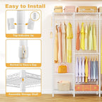 Ulif H50 Extra Large Clothes Rack, Heavy Duty Garment Rack, Freestanding Portable Closet, Clothing Racks for Hanging Clothes, Wardrobe Closet 89.8'' W x 15.8" D x 76.4" H, Max Load 1400 Lbs, White