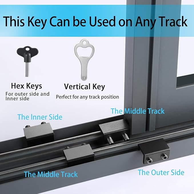 ZRFCXE Window Locks,8 Pack Sliding Window Locks with Key for Vertical & Horizontal Sliding Windows Doors,Easv to Install,Adjustable Security Window Lock for Patio Bedroom Home and Office (Black)