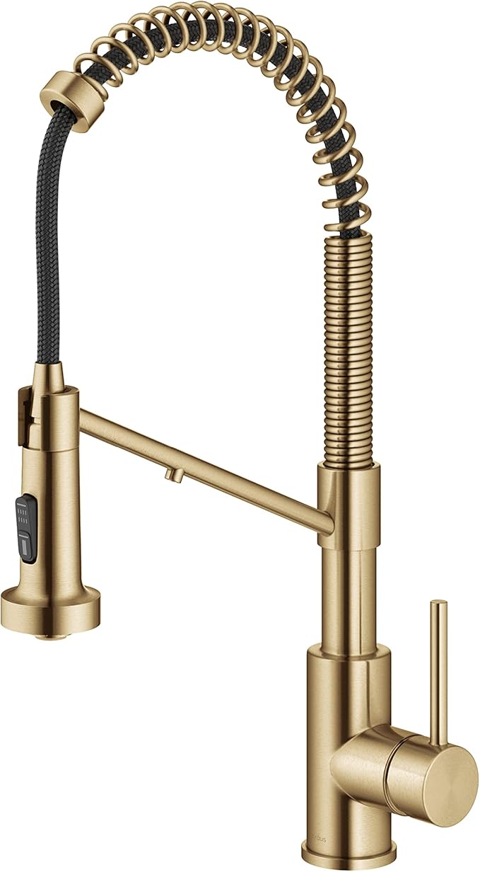Kraus Bolden 2-in-1 Pull-Down Single Handle Kitchen Sink Filter Water Faucet for Reverse Osmosis or Water Filtration System in Brushed Brass, KFF-1610BB