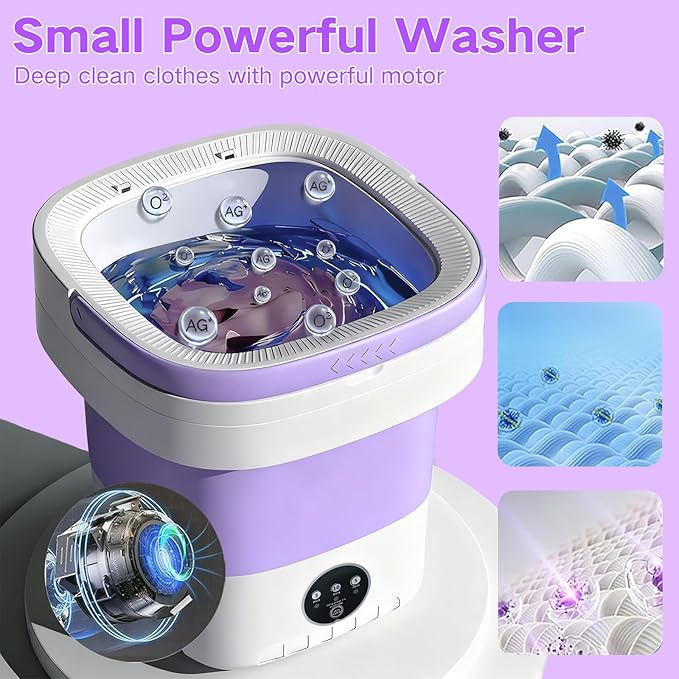 Portable Washing Machine, 15L Small Foldable Washer with 3 Cleaning Modes for Baby Clothes, Underwear, Small Items, Mini Collapsible Laundry for Travel Apartment Home Dorm Hotel Camping