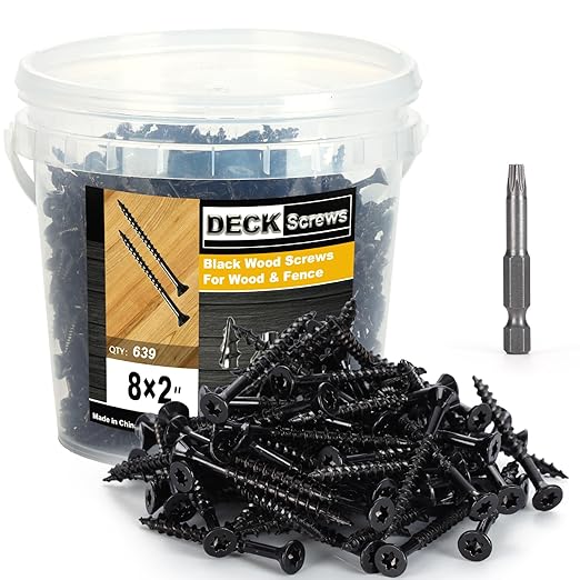 Deck Screws #8X2’’, T25 Star Torx Drive Flat Head Wood Screws, Black, 5lb