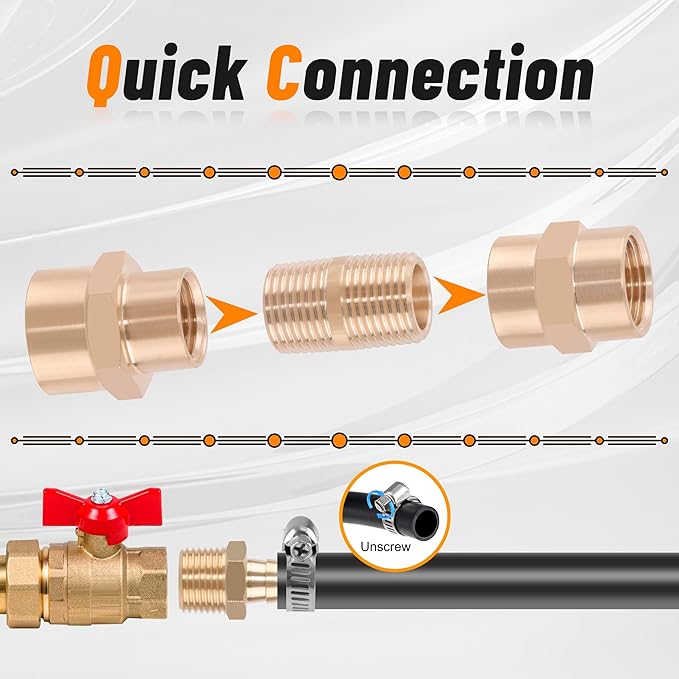 120Pcs Hose Pipe Fitting & Hose Barb Fitting Kit, 48Pcs Hose Pipe Fitting & 32Pcs Hose Barb Fitting & 40Pcs Hose Clamp, Hex Nipple, Reducing Bushing, NPT Adapter, Adapter, Union
