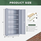 Greenvelly Metal Storage Cabinet with Locking Doors, 72" Dark Grey Lockable Storage Cabinet with Adjustable Shelves, Steel Tool Cabinets for Home Office, Garage (36" x 18")