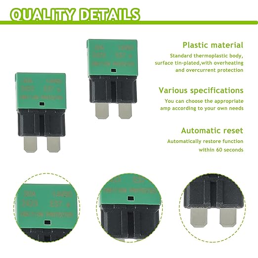 30A DC 12V-14V Auto Reset Circuit Breaker ATC/ATO Low Profile T1 Mini Blade Fuses Breakers for Car Trucks Marine Boat RV Solar and More,2 Pack