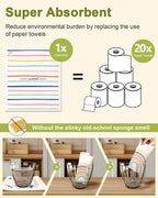 6 Pack Swedish Dishcloths for Kitchen - Reusable Dish Cloths for Washing Dishes Absorbent Cute Funny Kitchen Towels Cleaning Sponge, Rainbow