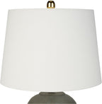 Nourison Home 23" Olive Green Ceramic Pot Table Lamp for Bedroom, Living Room, Dining Office, with White Tapered Drum Shade