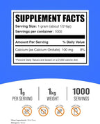 BulkSupplements.com Calcium Orotate Powder - Calcium Powder Supplement, Calcium Orotate Supplements - Gluten Free, 1000mg (100mg Calcium) per Serving, 1kg (2.2 lbs) (Pack of 1)
