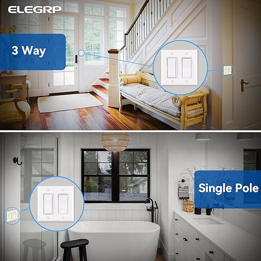 ELEGRP Dimmer Light Switch for 300W Dimmable LED/CFL Lights and 600W INC/HAL Bulbs, Slide Dimmer Light Switch, Wall Plate Included, UL Listed, 10 Pack, White