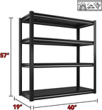 Raybee 40" W Garage Shelving 2000 LBS Storage Shelves 4 Tier Heavy Duty Shelving Adjustable Metal Shelves for Garage,Basement, Warehouse, 40" W x19 D x57 H, 2 Pack