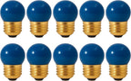 OHLECTRIC 10 Pack - S11 Ceramic Blue Night Bulbs | Dimmable | 7.5W Incandescent Light Bulb with E26 Medium Base | 40 Lumens Brightness | 2700K Warm White Light for Home Illumination