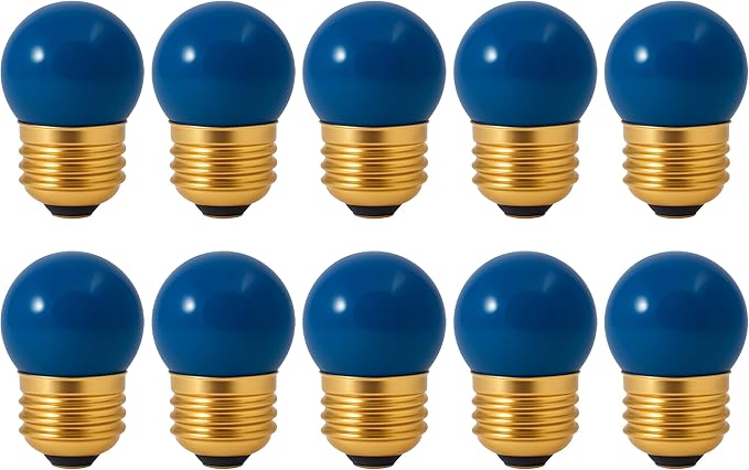 OHLECTRIC 10 Pack - S11 Ceramic Blue Night Bulbs | Dimmable | 7.5W Incandescent Light Bulb with E26 Medium Base | 40 Lumens Brightness | 2700K Warm White Light for Home Illumination