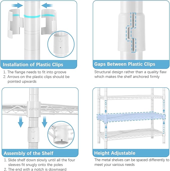 VIPEK V60 Extra Large Clothes Rack Portable Closet Rack Freestanding Wardrobe Heavy Duty Garment Rack Metal Closet for Hanging Clothes, Bedroom Storage Organizer, Max Load 1620lbs, White
