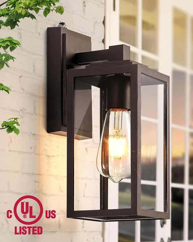 VIANIS Dusk to Dawn Porch Lights, Oil Rubbed Bronze Wall Lights Fixture Outside, Modern Outdoor Lanterns for Front Door, Aluminum Waterproof Anti-Rust ORB Sconce Wall Mount for Doorway, Patio