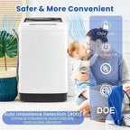 COSTWAY Portable Washing Machine, 11 LBS Full Automatic Portable Washer with 8 Modes, 10 Water Levels, LED Display & Built-In Drain Pump, 1.5 Cu.Ft. Washer & Spinner Combo for Apartment RV (White)