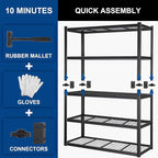BILT HARD 3500 LBS 60" W x 18" D Garage Shelving, 72" H Heavy Duty Storage Shelves, Metal Wire Utility Shelving Units with Adjustable Shelf, Ideal for Garage, Black