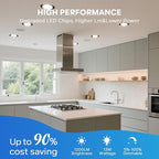 LVWIT Ultra-Thin Recessed Lighting 6 Inch with Junction Box, 1200LM 2700K-5000K 5CCT LED Ceiling Lights, Dimmable Canless Wafer Downlight, ETL,FCC&IC, Smooth Trim, 6 Pack Black