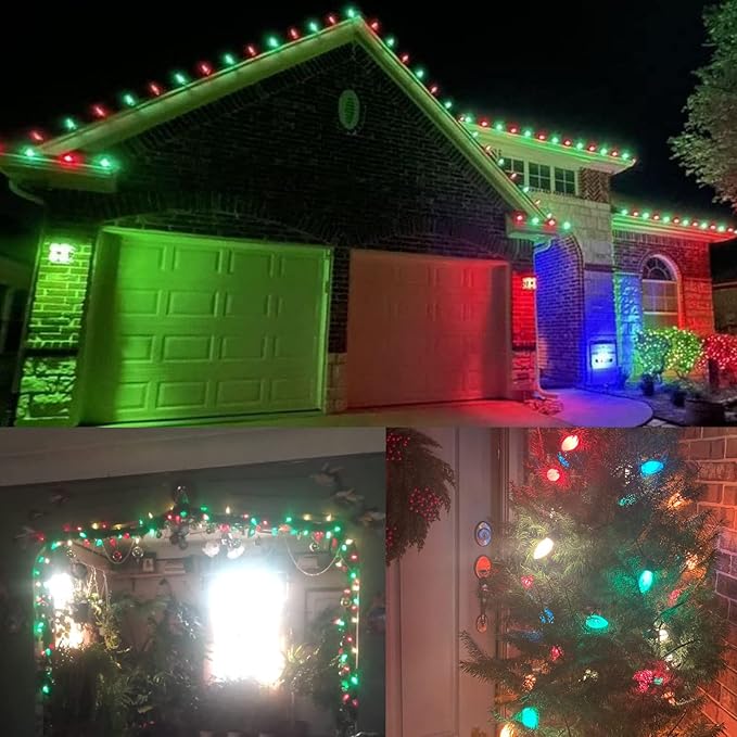 25 Pack C9 Ceramic Green Replacement Bulbs, St. Patrick's String Light Bulb Vintage Incandescent Light Bulbs for Christmas Wedding Patio St. Patrick's Day Decoration, E17/C9 Intermediate Base, 7 Watt