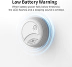 Fire Alarms Smoke Detectors, Photoelectric Sensor Smoke Alarm Battery Operated, Fire Alarm with Test Button & Low Battery Signal, LED Warning Light 85 dB Alarm Sound for Bedroom and Home, 6 Pack