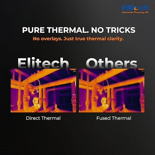 Elitech Thermal Imaging Camera – 256×192 IR High Resolution Infrared Camera, No Visual Fusion Needed, Video Recording, Emissivity & Temp Alarm Settings, for HVAC, Electrical, Home Inspection, TIC-210