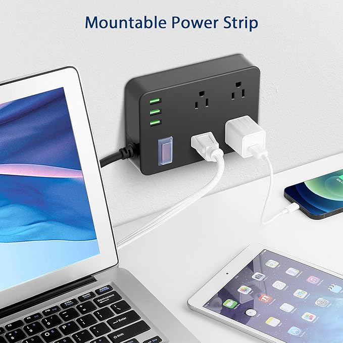 Outdoor Power Strip Weatherproof with USB,Waterproof Power Strip with 4 Wide Spaced Outlets,1700 Joules Surge Protector,15 Ft Extension Cord Power Strip with Low Profile Flat Plug (Black)