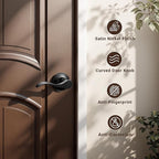 Knobonly 2 Pack Matte Black Pasage Door Levers Interior Door Handles for Hallyway andCloset Door Knobs Keyless Black Door Handles with Lock, Zinc Alloy Reversible for Right/Left