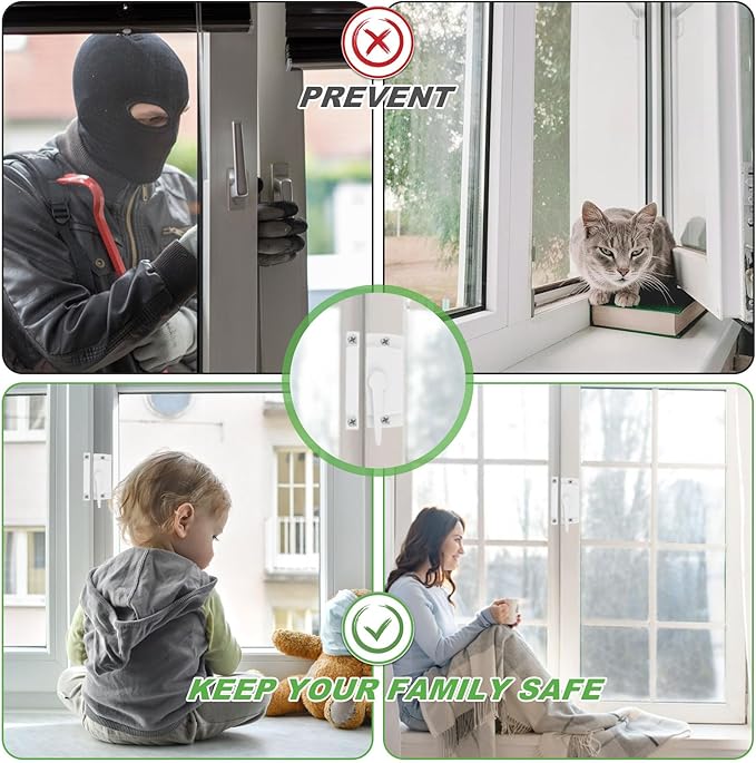 6 Pack Window Sash Locks, Cam Action Window Locks for Double Hung Window Latches Replacement, White Sliding Window Parts and Hardware Latch Lock for Vertical and Horizontal Sliding Windows