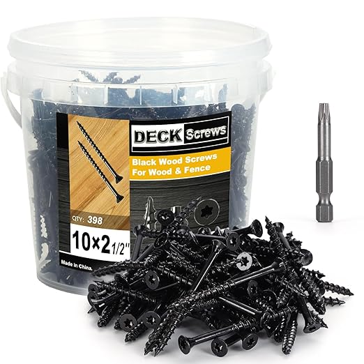 Deck Screws #10X2-1/2’’, T25 Star Torx Drive Flat Head Wood Screws, Black, 5lb