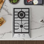 Empava 12 Inch Built-In Gas Cooktop with 2 Sealed SABAF Burners, Stainless Steel Surface Dishwasher Safe Cast Iron Grates, NG/LPG Convertible