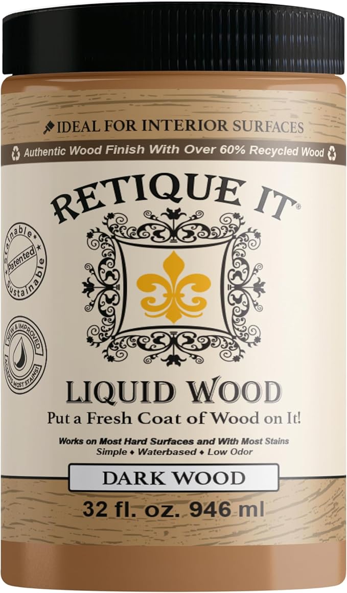 Retique It New and Improved Formula Liquid Wood Coatings - Stainable Primer - Paint It Then Stain it (Dark Wood, Large)