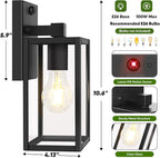2-Pack Upgraded Motion Sensor Outdoor Wall Lights, 10.6” Small Dusk to Dawn Porch Lights Wall Sconce Lanterns, 3 Lighting Modes Exterior Lighting Fixtures, Black Outside Lights for House Front Door