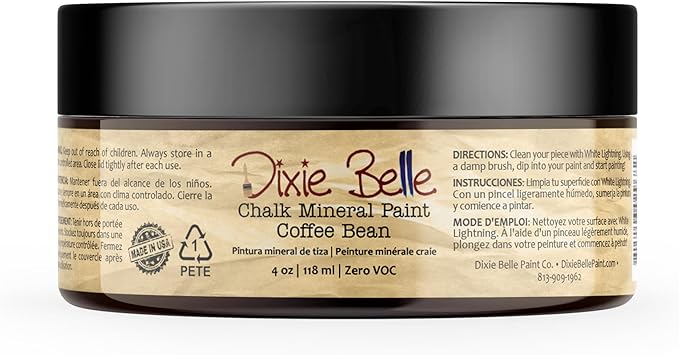 Dixie Belle Paint Company Chalk Finish Furniture Paint - Coffee Bean (4oz) - Matte Espresso Brown Chic Chalk Mineral DIY Furniture Paint