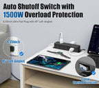 40W Fast Charging Under Desk Power Strip with Switch,12 Outlet Mountable Power Strip with 4 USB,1200J Surge Protection,6FT Flat Extension Cord Black