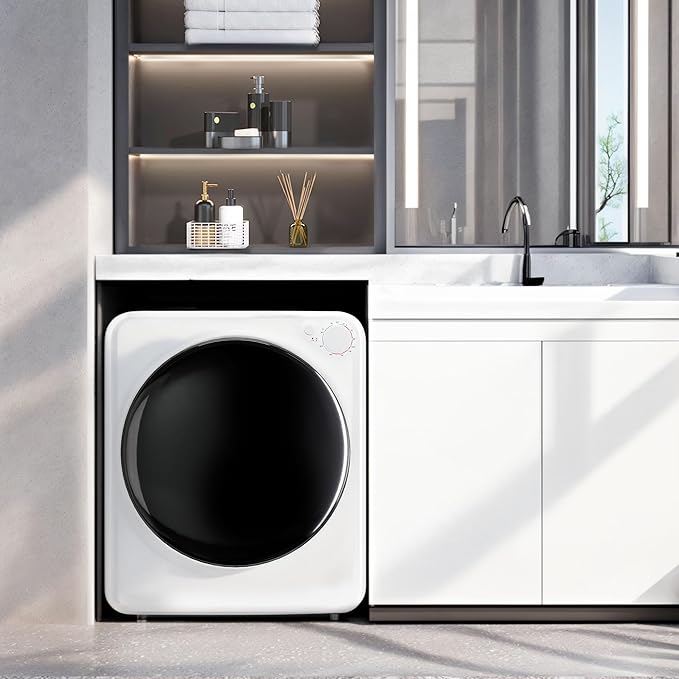 800W Electric Portable Clothes Dryer, High End Laundry Front Load Tumble Dryer Machine with Stainless Steel Tub, 5 Mode Simple Control Knob secadora de ropa for Apartment, Dorm, RV