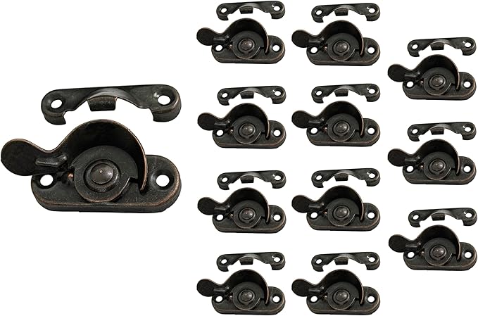 QCAA Steel Window Sash Lock, CTC 2", Antique Copper, 12 Pack
