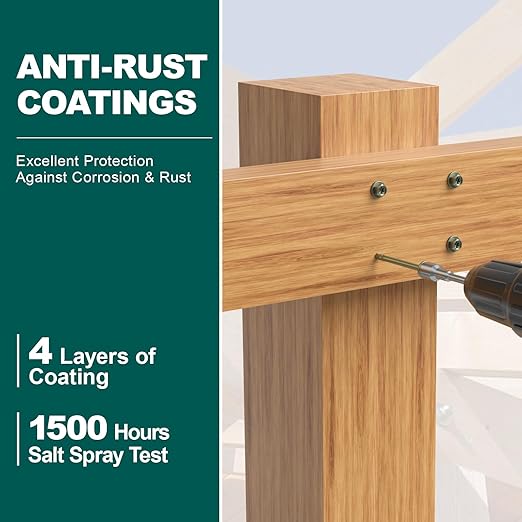 #14 x 6 Wood Structural Screws 50 Pack Hex Head Lag Screws, Rust Resistant Timber Screws for Timber/Log/Landscaping Wood (Green)