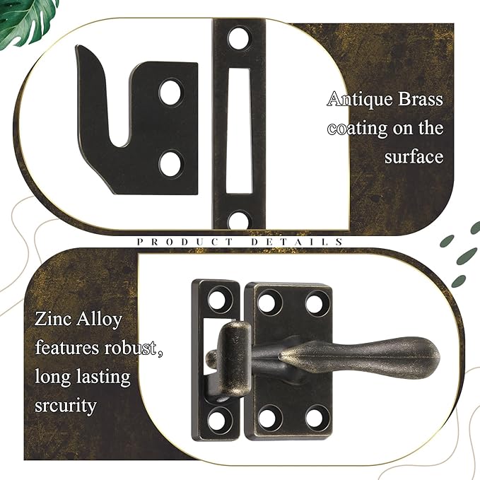 Hicarer 4 Pack Casement Window Lock 1-7/8 Inch Zinc Alloy Window Sash Lock Latch Replacement for Home Casement Windows (Bronze)